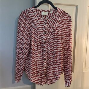 Maeve Burnt Orange and White Patterned Blouse